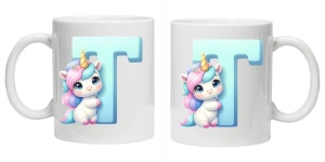 Cana personalizata cu imprimeu "litera T", Alb, CRD PRINT - Img 3