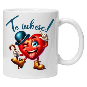 Cana personalizata cu mesajul "Te iubesc model 2", Alb, CRD PRINT - Img 2