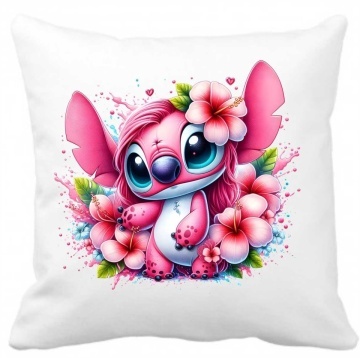 Perna 40 x 40 cm personalizata cu imprimeu " ANGEL (STITCH) 5" , poliester, alba, CRD PRINT