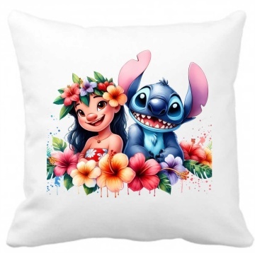 Perna 40 x 40 cm personalizata cu imprimeu "LILO-STITCH-3" , poliester, alba,, CRD PRINT