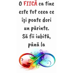 Tablou canvas 14 x 23 cm inscriptionat cu mesaj "O FIICA CA TINE ..."