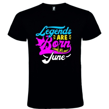 Tricou negru unisex personalizat , "Legends are born in June", CRD PRINT - Img 1