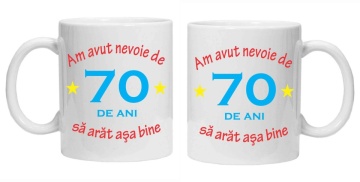 Cana personalizata cu imprimeu "am avut nevoie de 70 de ani", Alb, CRD PRINT - Img 2