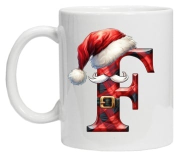 Cana personalizata cu imprimeu de iarna 2 "litera F", Alb, CRD PRINT - Img 3