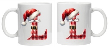 Cana personalizata cu imprimeu de iarna 2 "litera L", Alb, CRD PRINT - Img 2