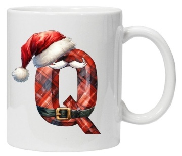Cana personalizata cu imprimeu de iarna 2 "litera Q", Alb, CRD PRINT