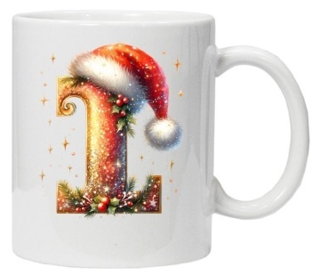 Cana personalizata cu imprimeu de iarna 3 "litera I", Alb, CRD PRINT