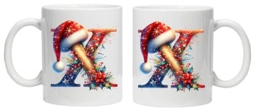Cana personalizata cu imprimeu de iarna 3 "litera X", Alb, CRD PRINT - Img 6