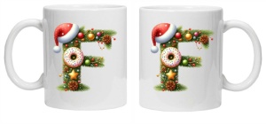 Cana personalizata cu imprimeu de iarna "litera F", Alb, CRD PRINT - Img 3