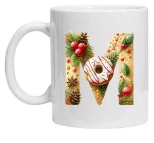 Cana personalizata cu imprimeu de iarna "litera M", Alb, CRD PRINT - Img 2
