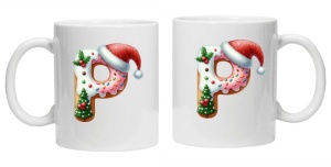 Cana personalizata cu imprimeu de iarna "litera P", Alb, CRD PRINT - Img 3