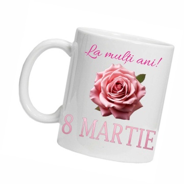 Cana personalizata cu imprimeu "La multi ani!-8 martie 3", Alb, CRD PRINT - Img 5
