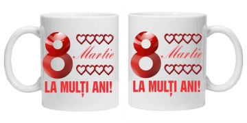 Cana personalizata cu imprimeu "La multi ani!-8 martie 4", Alb, CRD PRINT - Img 3