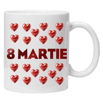 Cana personalizata cu imprimeu "La multi ani!-8 martie 5", Alb, CRD PRINT - Img 2
