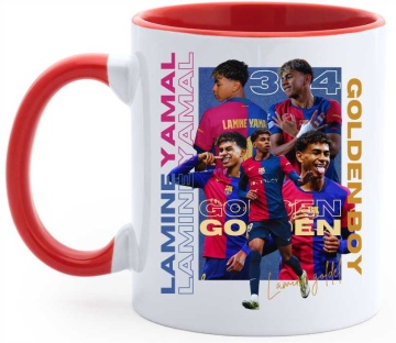Cana personalizata cu imprimeu "Lamine Yamal - Golden Boy", rosu, CRD PRINT - Img 2