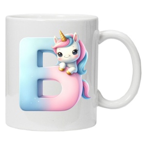 Cana personalizata cu imprimeu "litera B", Alb, CRD PRINT - Img 1
