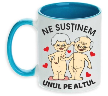 Cana personalizata cu imprimeu "Ne sustinem unul pe altul",albastru, CRD PRINT - Img 3
