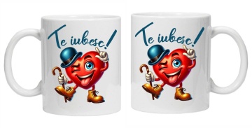 Cana personalizata cu mesajul "Te iubesc model 2", Alb, CRD PRINT - Img 3