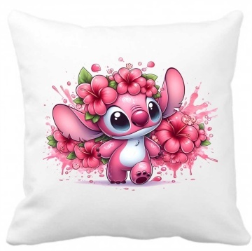 Perna 40 x 40 cm personalizata cu imprimeu " ANGEL (STITCH) 3" , poliester, alba, CRD PRINT