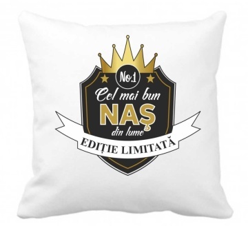 Perna 40 x 40 cm personalizata cu imprimeu "Cel mai bun nas " , poliester, alba,, CRD PRINT