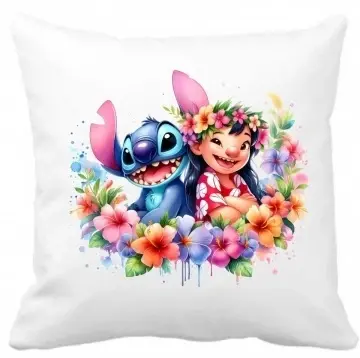 Perna 40 x 40 cm personalizata cu imprimeu "LILO-STITCH-4" , poliester, alba,, CRD PRINT