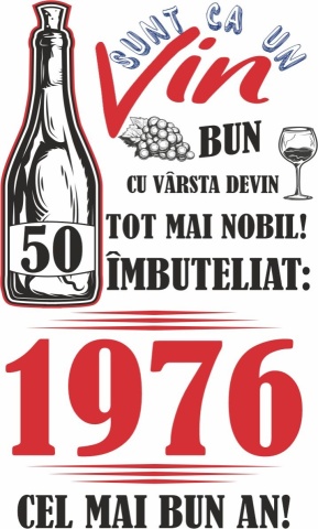 Tablou canvas 14 x 23 cm personalizat cu mesaj "Sunt ca un vin bun... ", 50 ani,CRD PRINT