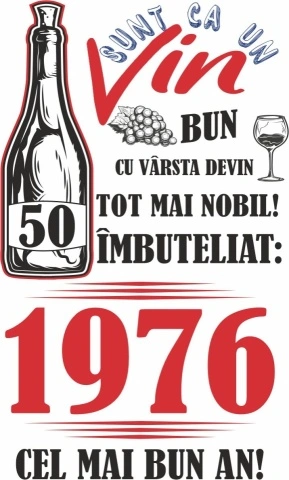 Tablou canvas 14 x 23 cm personalizat cu mesaj "Sunt ca un vin bun... ", 50 ani,CRD PRINT