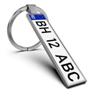 Breloc metalic personalizat cu numar auto, metal, argintiu - Img 1