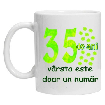 Cana personalizata cu imprimeu "35 de ani varsta este doar un numar", CRD PRINT - Img 2