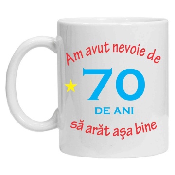 Cana personalizata cu imprimeu "am avut nevoie de 70 de ani", Alb, CRD PRINT - Img 3