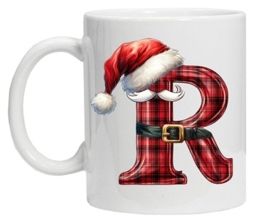 Cana personalizata cu imprimeu de iarna 2 "litera R", Alb, CRD PRINT - Img 3