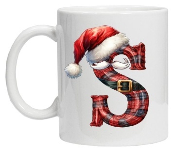 Cana personalizata cu imprimeu de iarna 2 "litera S", Alb, CRD PRINT - Img 6