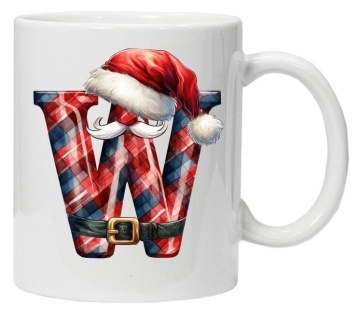 Cana personalizata cu imprimeu de iarna 2 "litera W", Alb, CRD PRINT