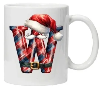 Cana personalizata cu imprimeu de iarna 2 "litera W", Alb, CRD PRINT