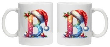 Cana personalizata cu imprimeu de iarna 3 "litera B", Alb, CRD PRINT - Img 3