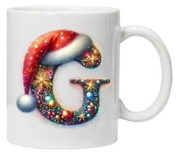 Cana personalizata cu imprimeu de iarna 3 "litera G", Alb, CRD PRINT