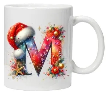 Cana personalizata cu imprimeu de iarna 3 "litera M", Alb, CRD PRINT