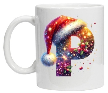 Cana personalizata cu imprimeu de iarna 3 "litera P", Alb, CRD PRINT - Img 4