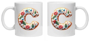 Cana personalizata cu imprimeu de iarna "litera C", Alb, CRD PRINT - Img 3