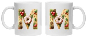 Cana personalizata cu imprimeu de iarna "litera M", Alb, CRD PRINT - Img 3
