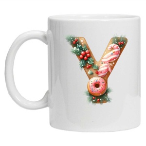 Cana personalizata cu imprimeu de iarna "litera Y", Alb, CRD PRINT - Img 2