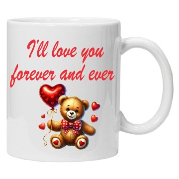 Cana personalizata cu imprimeu "I'll love you forever and ever and heart image", Alb, CRD PRINT - Img 3
