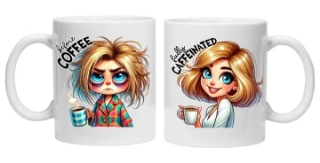 Cana personalizata cu imprimeu "inainte si dupa cafea - model 3", CRD PRINT