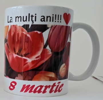 Cana personalizata cu imprimeu "La multi ani!-8 martie 2", Alb, CRD PRINT - Img 3