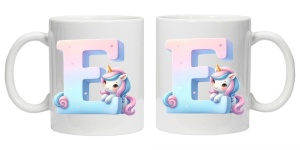Cana personalizata cu imprimeu "litera E", Alb, CRD PRINT - Img 3