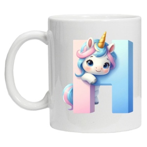 Cana personalizata cu imprimeu "litera H", Alb, CRD PRINT - Img 2