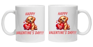 Cana personalizata cu imprimeu "Puppy happy Valentine's Day", Alb, CRD PRINT - Img 4