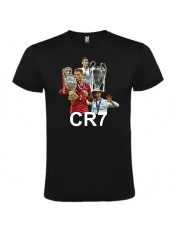 Tricou personalizat barbat, negru, imprimeu Cristiano Ronaldo , CRD PRINT