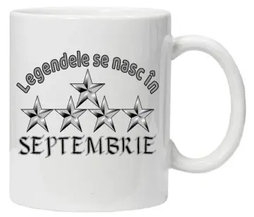 Cana inscriptionata cu textul "legendele se nasc in septembrie", CRD PRINT