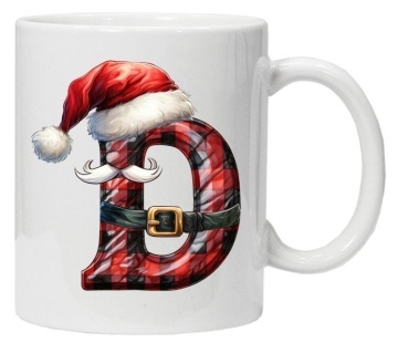 Cana personalizata cu imprimeu de iarna 2 "litera D", Alb, CRD PRINT